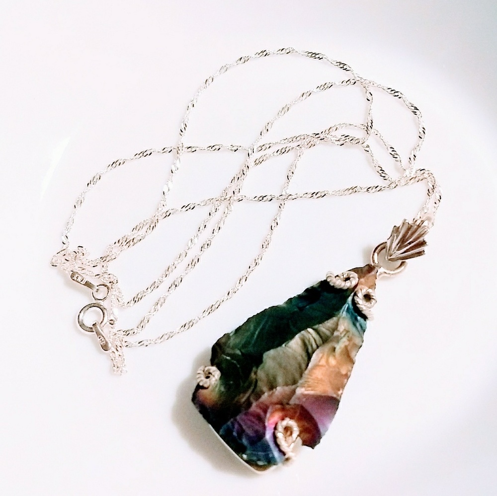 TITANIUM AURA QUARTZ  .925 STERLING SILVER PENDANT